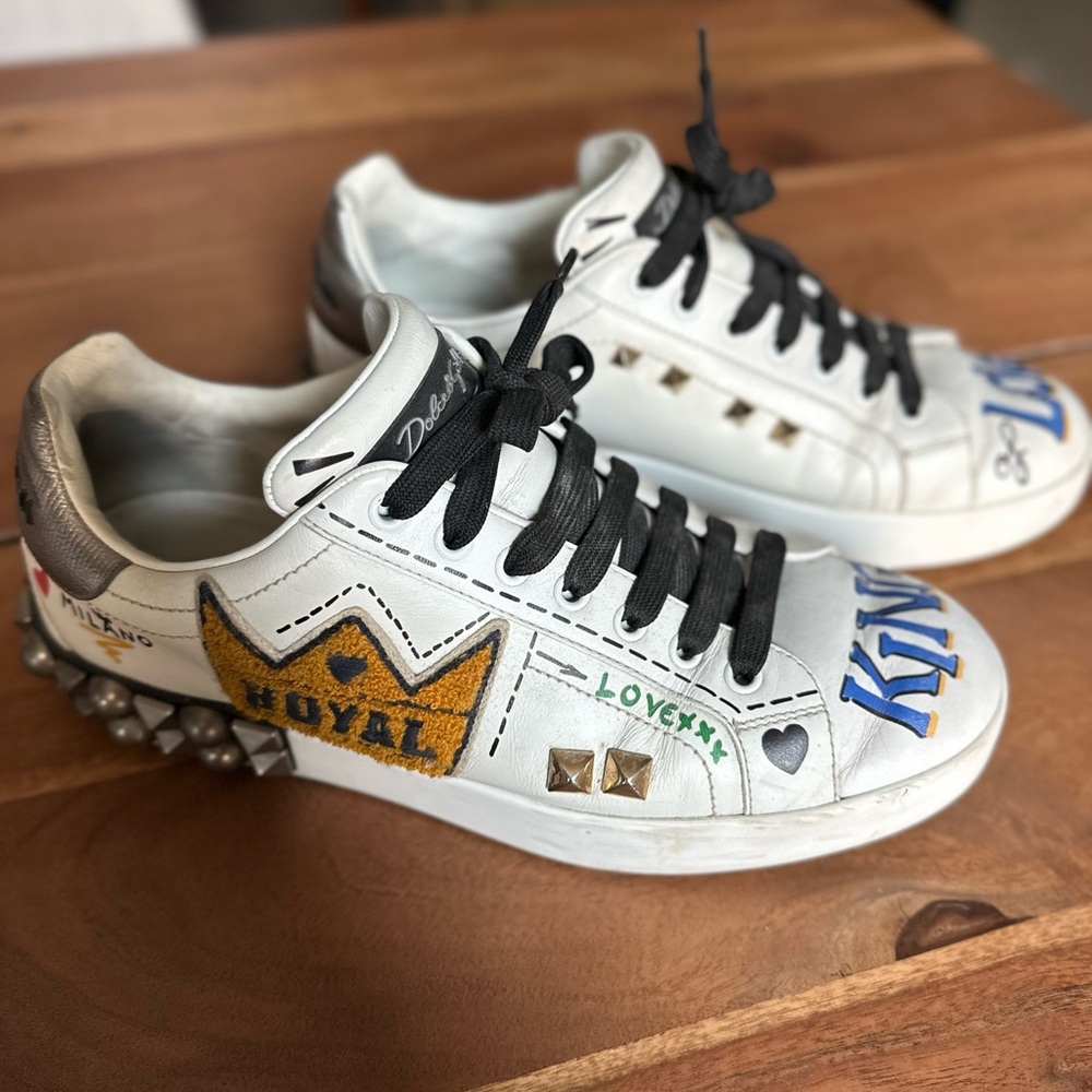 Dolce & Gabbana White Sneakers with Black Laces